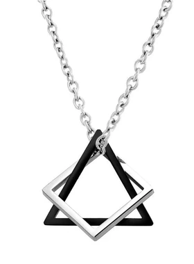 韩版冷淡风几何体四方形组合项链 嘻哈网红潮男女情侣吊坠