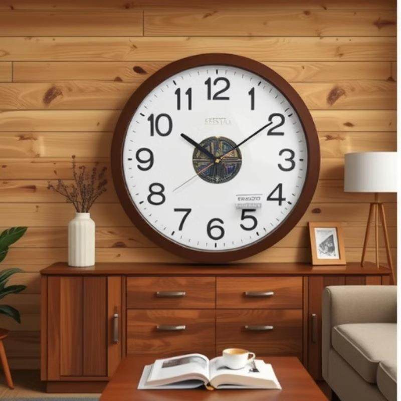 新中式高档实木客厅挂钟高级感家用时尚挂墙时钟表轻奢石英钟静音,淘宝优惠券,粉丝福利购,淘宝优惠卷