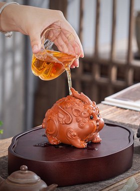 招财紫砂可爱貔貅茶宠摆件精品可养茶玩创意客厅茶桌茶台装饰摆设