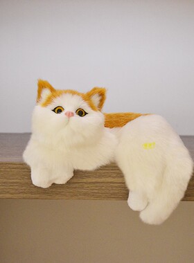 彷真猫咪摆件玩偶电视柜客厅装饰手工艺品创意礼物电挂猫室内开