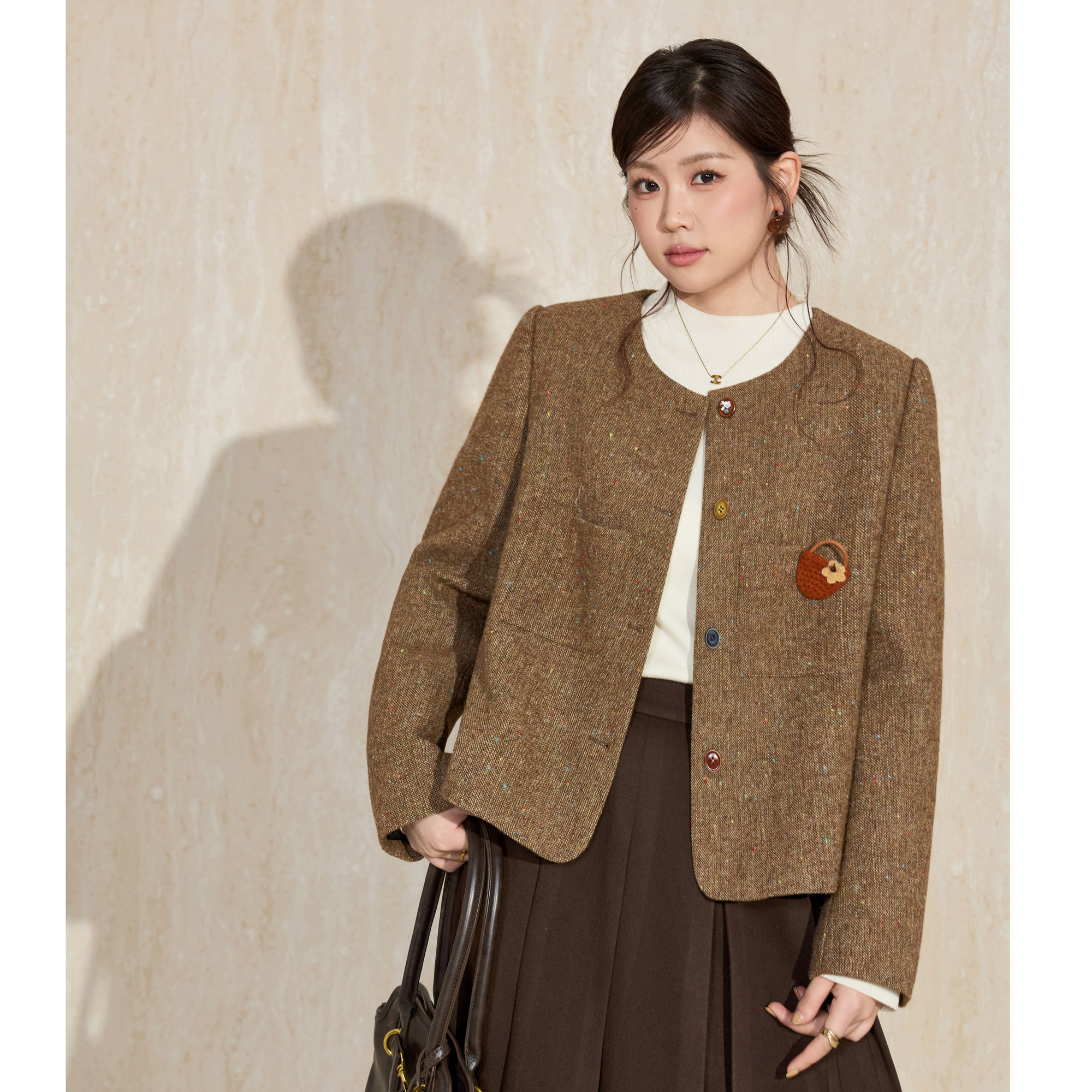 蓝语大码女装90白鸭绒羽绒服2025冬季法式复古羊毛混纺小香风外套,淘宝优惠券,粉丝福利购,淘宝优惠卷