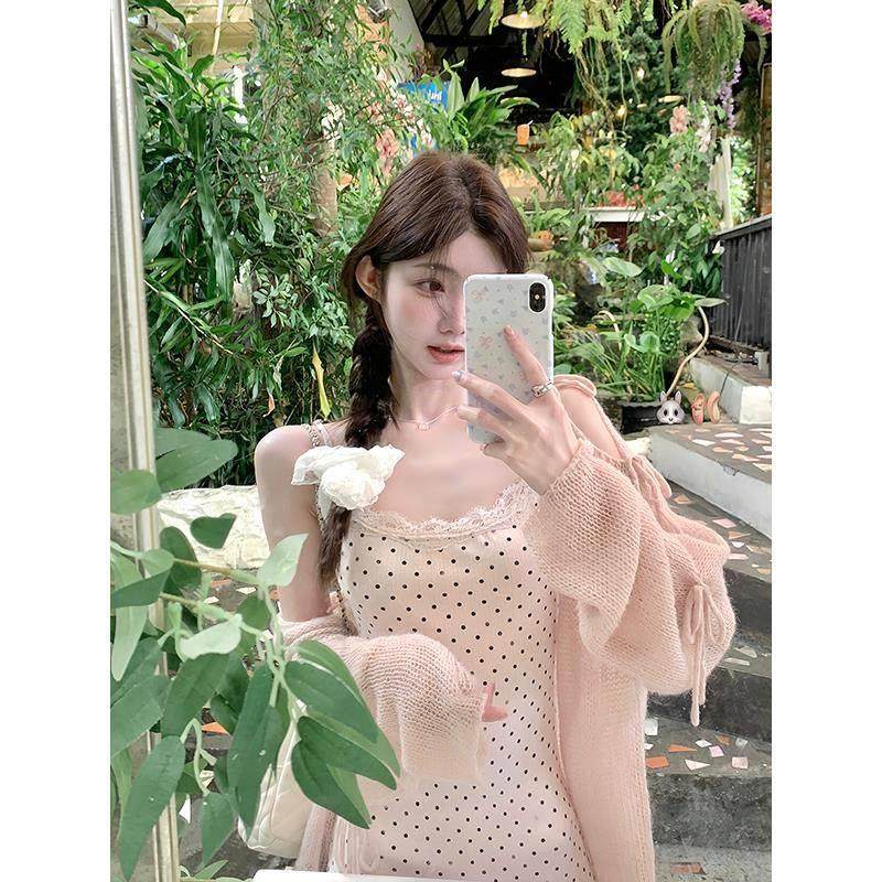 白水女 香香蝴蝶衫 杏色露肩针织衫女春季宽松软糯纯欲长袖上衣,淘宝优惠券,粉丝福利购,淘宝优惠卷