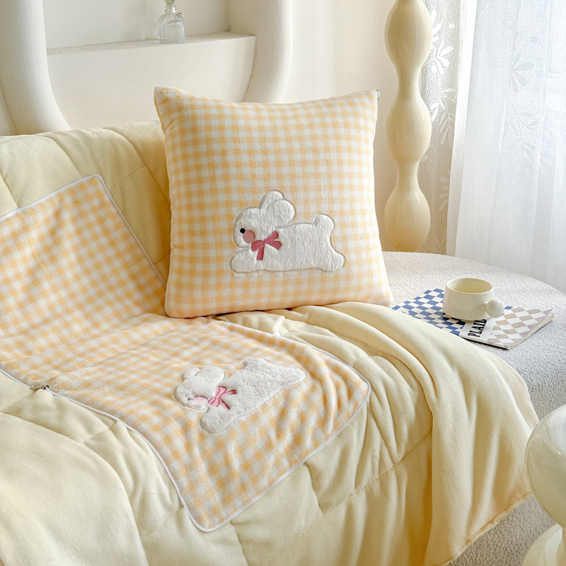新款简约可爱软萌兔系列高克重加厚家O用保暖亲肤抱枕被,淘宝优惠券,粉丝福利购,淘宝优惠卷