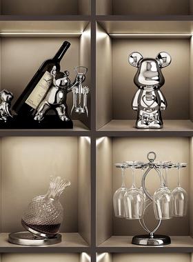 轻奢高档暴力熊酒柜装饰品摆件客厅电视柜玻璃展示柜陶瓷工艺品