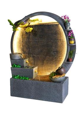 中式田园水幕墙屏风流水喷泉摆件客厅办公室装饰民宿庭院水池景观