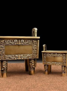 铜鼎黄铜司母戊鼎仿真青铜鼎宝鼎香炉鼎大鼎摆件办公室家用装饰