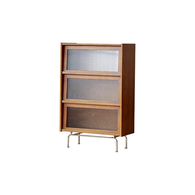 Nordic solid wood three-turn door chest cabinet bedroom simple storage cabinet Japanese style medieval living room TV cabinet next to the cabinet