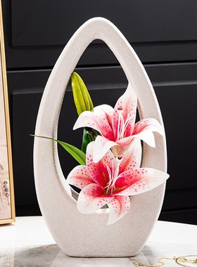 轻奢高级感陶瓷花瓶摆件创意客厅插花花艺现代玄关电视柜装饰