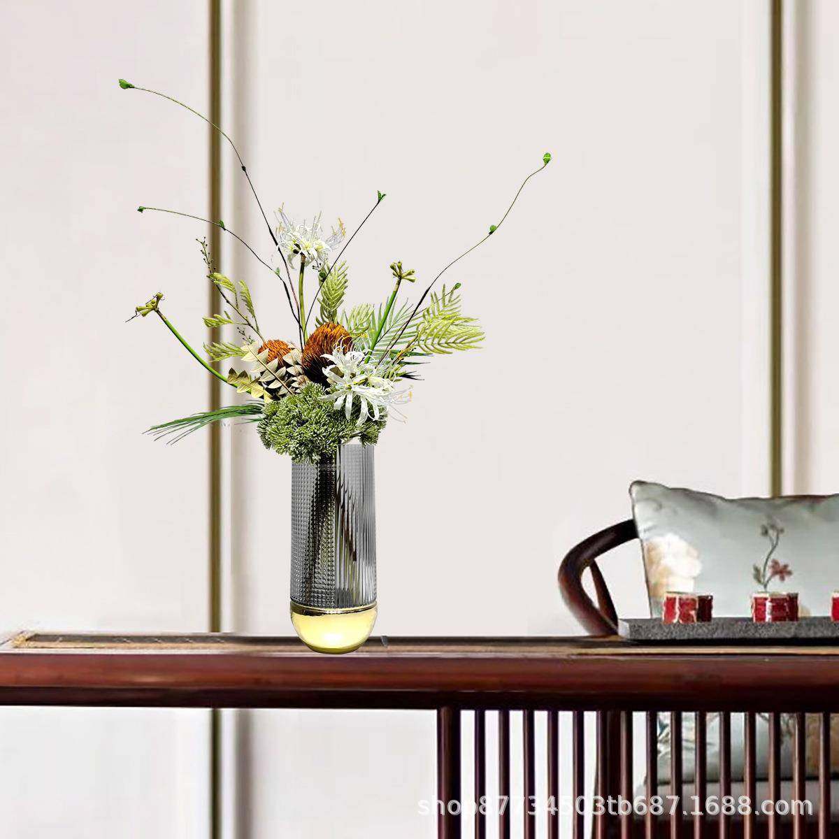 现代轻奢仿真绿植客厅餐桌茶几样板房软装饰品插花艺玻璃花器摆件,淘宝优惠券,粉丝福利购,淘宝优惠卷