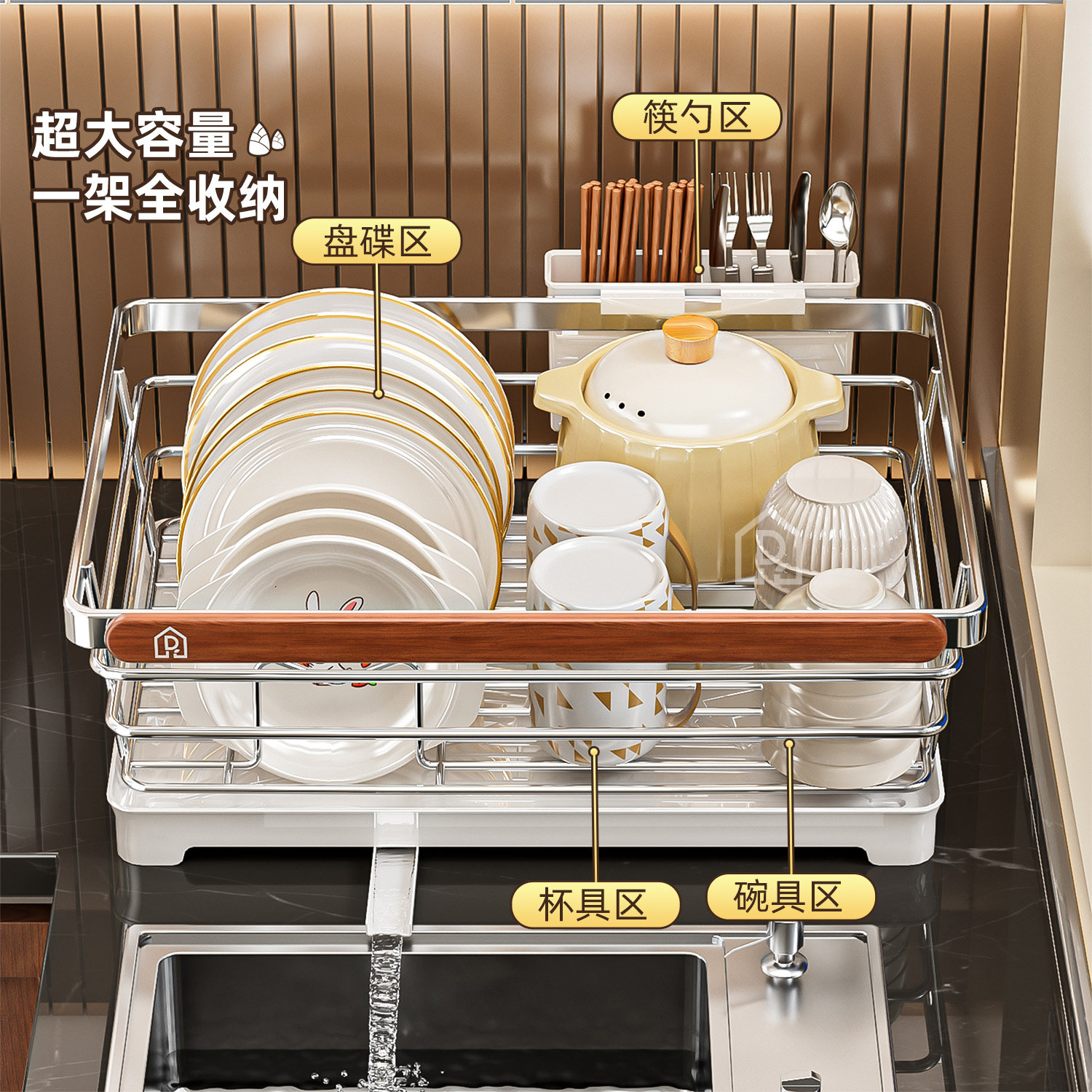 家用碗碟收纳架沥水碗架厨房置物架不锈钢碗盘碗筷放碗盘子沥水篮,淘宝优惠券,粉丝福利购,淘宝优惠卷