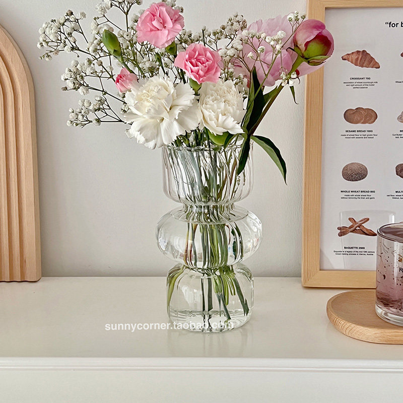 ins风黑色玻璃花瓶北欧简约客厅餐桌鲜花水养透明插花瓶装饰摆件,淘宝优惠券,粉丝福利购,淘宝优惠卷