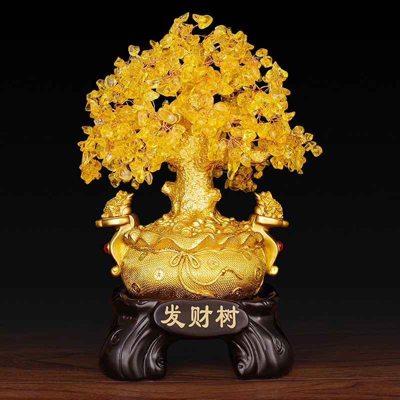 水晶发财树招财树摆件摇钱树聚宝盆金蟾公司店铺酒柜装饰开业礼品,淘宝优惠券,粉丝福利购,淘宝优惠卷