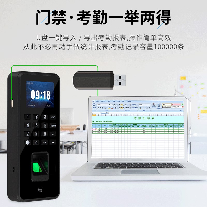 Fingerprint attendance access control system all-in-one glass door iron door electric lock magnetic lock electronic password card swipe set