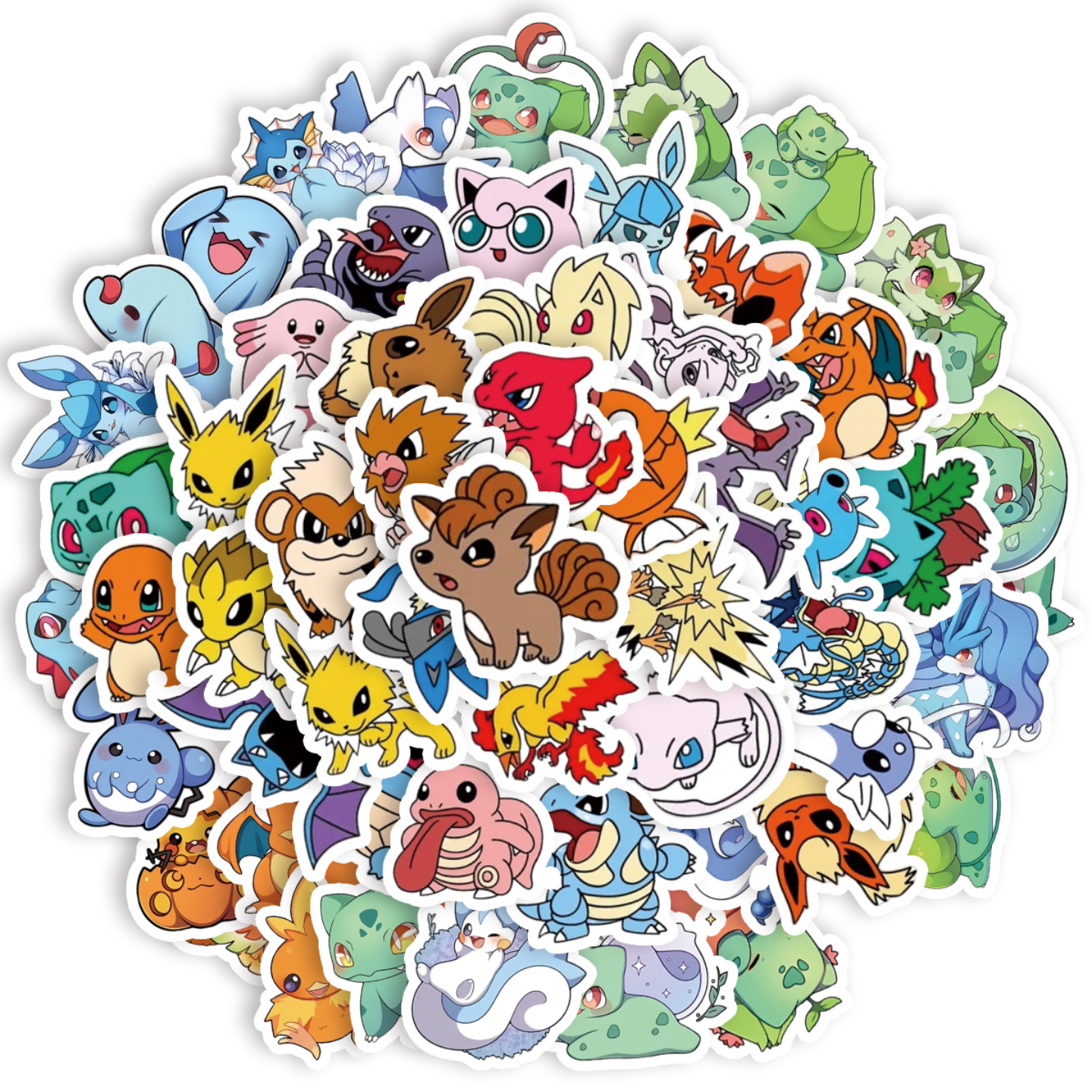 100贴半切卡通宠物小精灵宝可梦比卡丘杰尼龟贴纸小动物儿童奖励手账装饰行李箱笔记本电脑平板摩托车头盔贴,淘宝优惠券,粉丝福利购,淘宝优惠卷