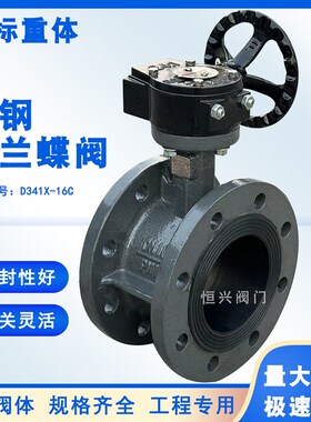 D341X-16C铸钢手动涡轮软密封法兰蝶阀WCB DN50 80 100  150 200