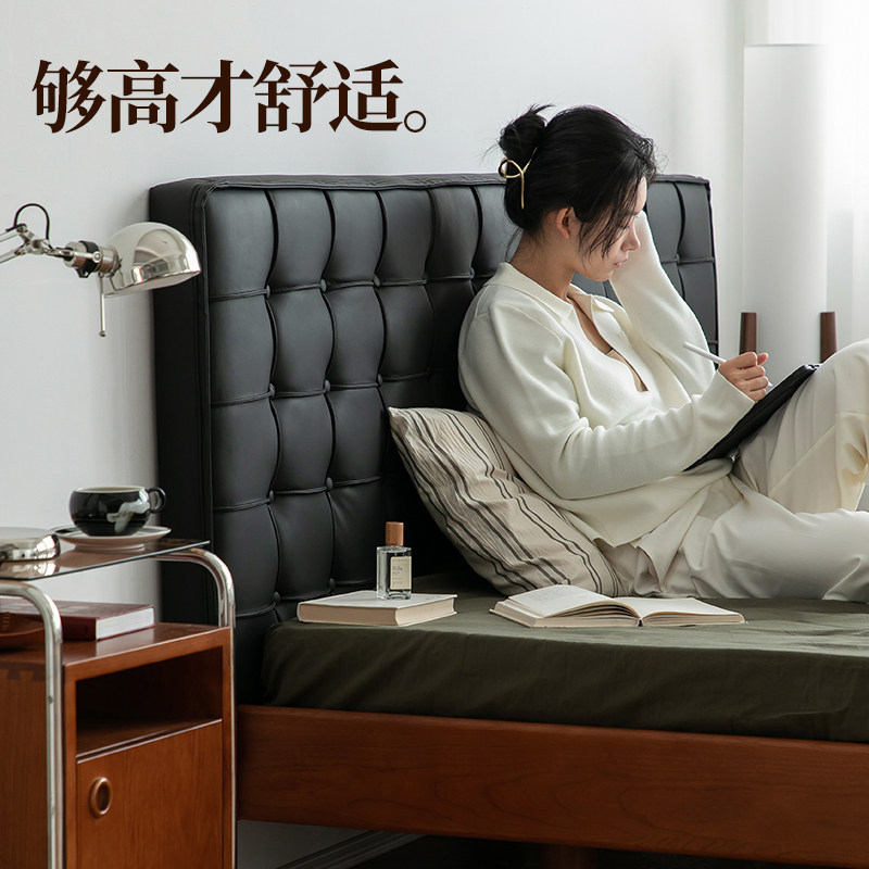 JHill北欧实木悬浮床1.5米日式复古主卧家俱1.8米皮艺软包双人床,淘宝优惠券,粉丝福利购,淘宝优惠卷