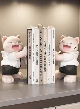 可爱猫咪书挡摆件客厅电视柜酒柜软装饰品桌面摆设儿童房生日礼物