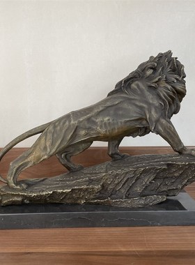 铜雕塑工艺品狮子王雄狮铜像摆件家居装饰品创意礼品客厅玄关书房