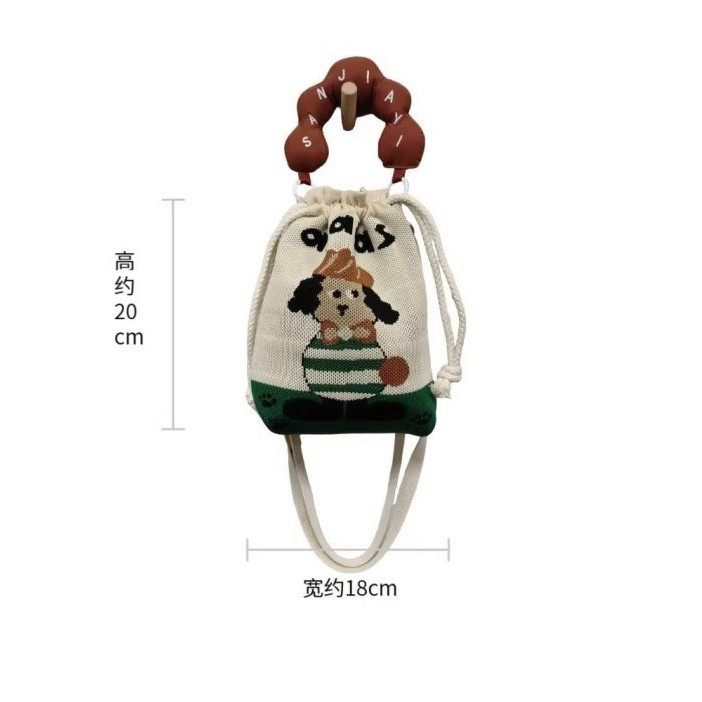 新款小福袋手柄包高品质针织包百搭设计手提袋抽绳包大容量斜挎包,淘宝优惠券,粉丝福利购,淘宝优惠卷