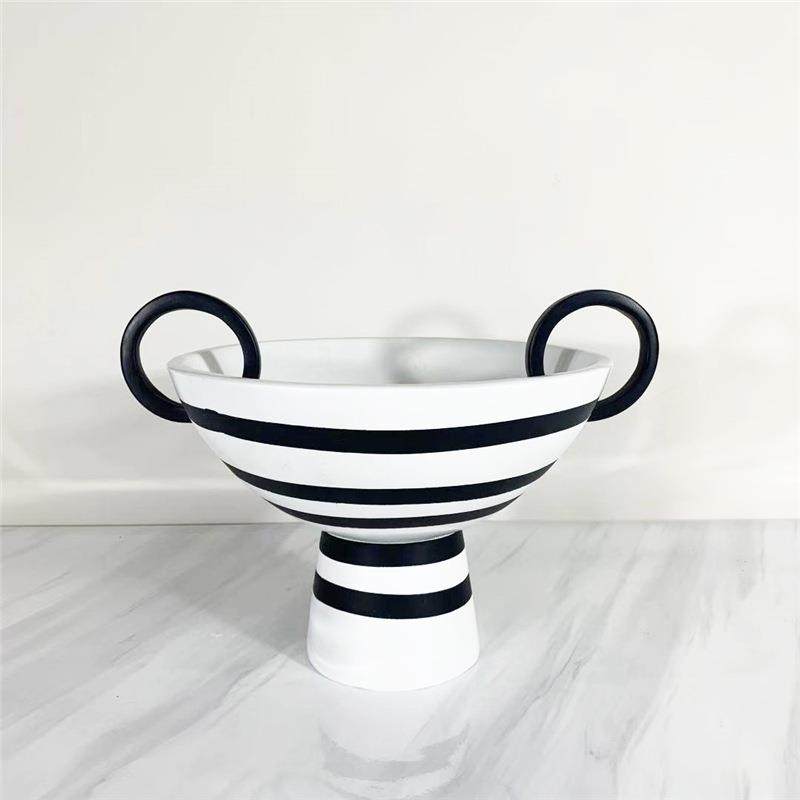 北欧创意黑白条纹树脂花瓶摆件客厅餐桌电视柜干花插花器玄关装饰,淘宝优惠券,粉丝福利购,淘宝优惠卷