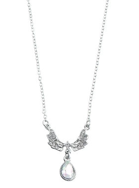 欧美饰品 简约创意镶钻天使之翼吊坠项链 冷淡风设计锁骨颈链