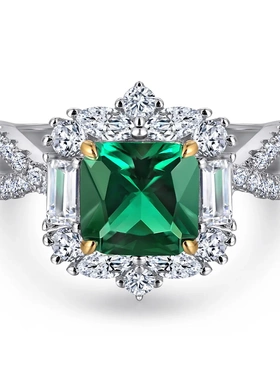 方钻s925银戒指欧美方形锆石纯银戒指不掉色女士钻戒组合套戒