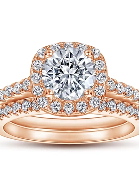 wedding rings欧美s925纯银戒指套装时尚女锆石组合套戒饰品