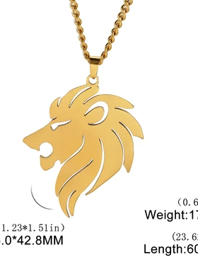 欧美热销新款不锈钢饰品项链嘻哈风街头镂空雄狮吊坠男项链