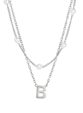 货源轻奢高级感钛钢颈链珍珠26个字母吊坠叠戴项链网红锁骨链