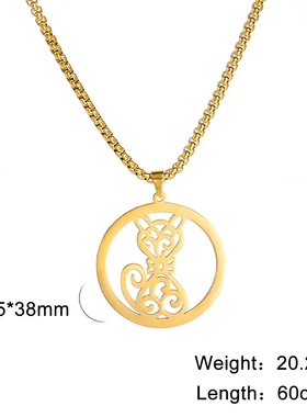 电商时尚环中镂空卷须蹲坐猫不锈钢项链动物猫咪项链