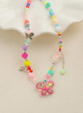 多巴胺彩色串珠星星项链女夏天ins甜酷辣妹设计感锁骨链颈链