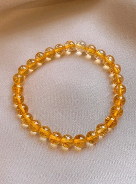 天然黄水晶串珠手链聚财赚米发水晶手串新中式复古百搭轻奢手饰女