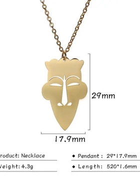 热销个性潮流嘻哈风朋克部落面具项链18k真金电镀