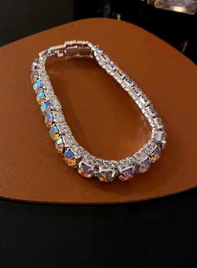 欧美夸张镶钻圆形卡扣手链小众简约设计感手环气质轻奢高级感手饰