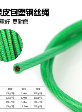 镀锌铁钢丝绳 包塑包胶软钢丝 葡萄架遮阳网搭棚晾衣绳1/2/3/4mm