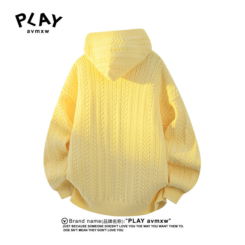PLAY AVMXW  官方连帽针织衫秋冬季新款男女同款肌理感麦穗纹毛衣,淘宝优惠券,粉丝福利购,淘宝优惠卷