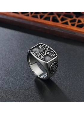 r0585-01 饰品 个性复古新款维京人男士钛钢戒指