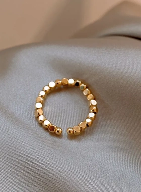 真金电镀八方来财小金砖开口戒指时尚食指戒国潮气质高级感手饰女