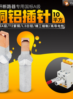 10平方 铜铝插针接线端子 铜铝鼻子鸭嘴型 DZ47空开C45断路器插针