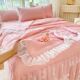 Princess style lace bed skirt iced beans cool mat summer bed sheet with skirt air conditioning soft mat summer cool quilt four-piece set