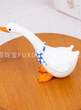 新款白色天鹅手作玻璃小摆件桌面摆件创意家居可爱动物装饰工艺品