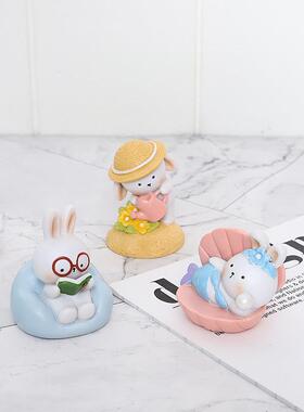 如果卡通兔子客厅桌面公仔小摆设可爱家居装饰品创意车载摆件