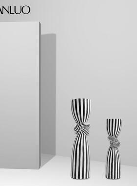 简约现代风家居客厅黑白条纹创意摆件售楼处软装饰品房间桌面摆件