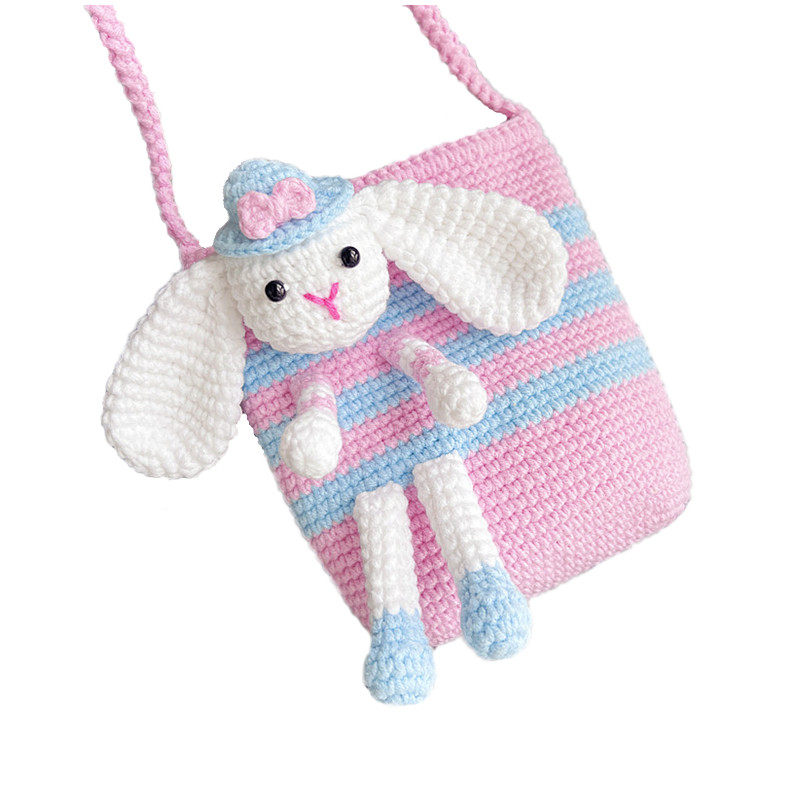 新款抱抱兔斜挎包手工编织毛线钩织 diy材料包送宝宝闺蜜女友礼物,淘宝优惠券,粉丝福利购,淘宝优惠卷