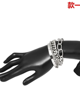 欧美饰品 光滑形混搭麻花链手饰 简约螺纹夸张o字链套装手链