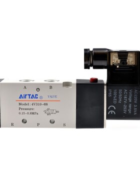 亚德客三位五通电磁阀 4v330C-08 4V320/330C/330E/330P-10控制阀