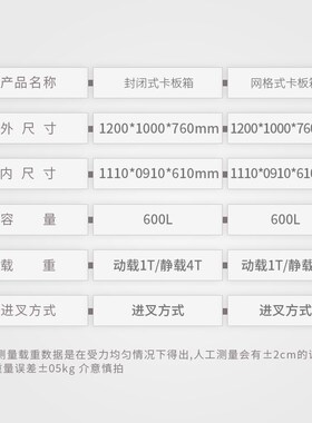 塑料卡板箱周转箱配盖带轮箱式托盘1210叉车封闭式筐仓库网格大号
