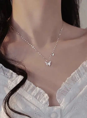 钛钢不掉色蝴蝶项链吊坠高版本爆款轻奢颈链小众女锁骨链高级感