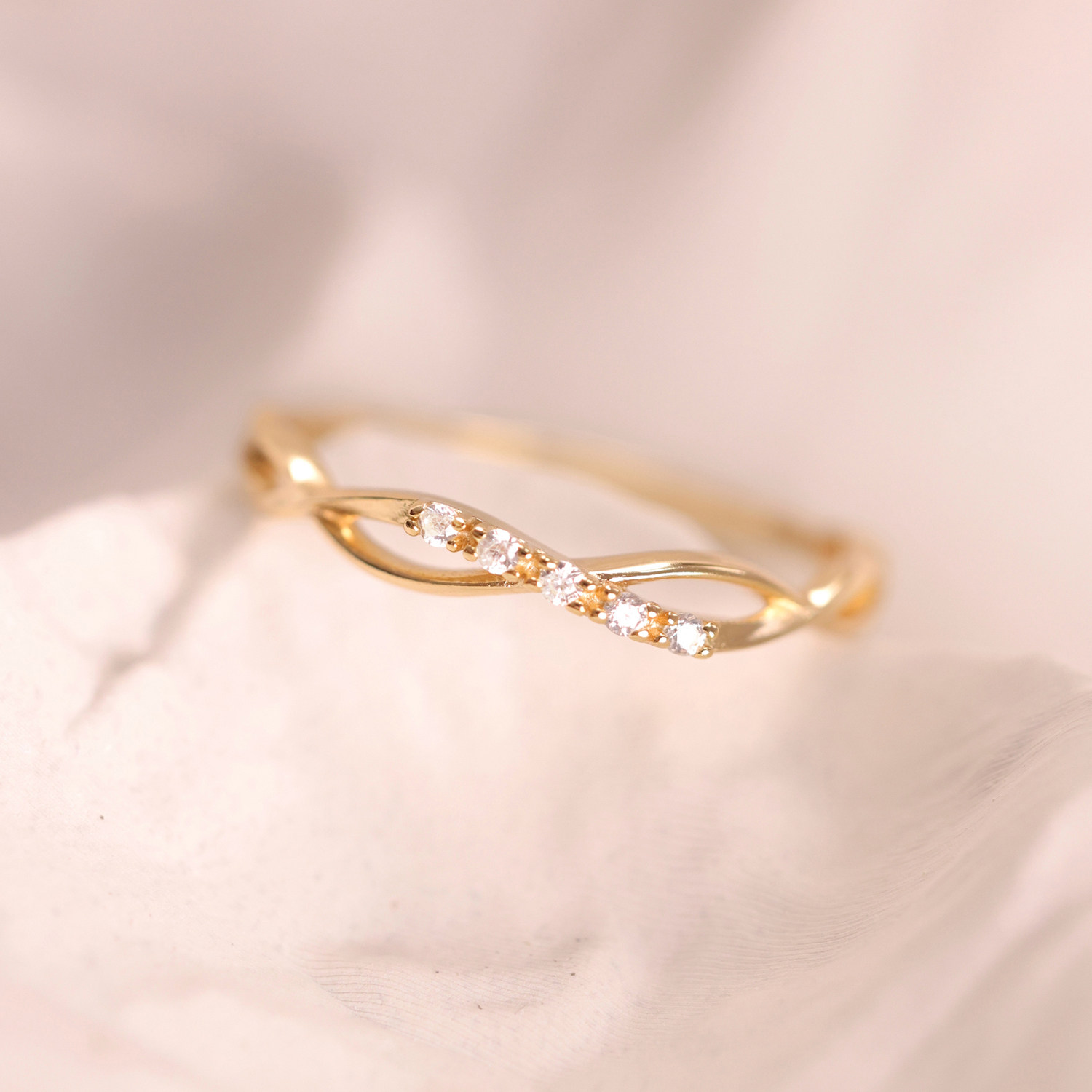 Luosheng <Quantum Entanglement> Infinitely intertwined high-end elegant and light luxury silver gold-plated ring gift for best friends