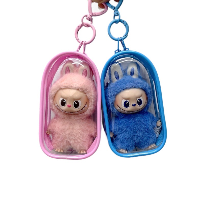 拉布布MONSTERS心底密码4.0系列搪胶毛绒挂件高透明外出遛娃包 - 图3